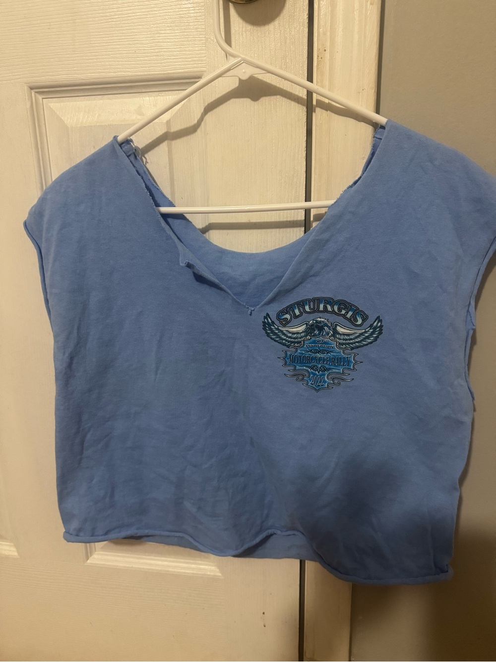 Harley-Davidson Light Blue Womens Crop Top with Sturgis Graphic